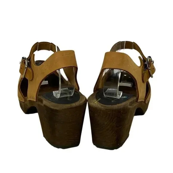 LOTTA Stockholm ALICIA Swedish Peep-Toe Wood Clogs | Womens 39 (8.5) Brown - Picture 4 of 7
